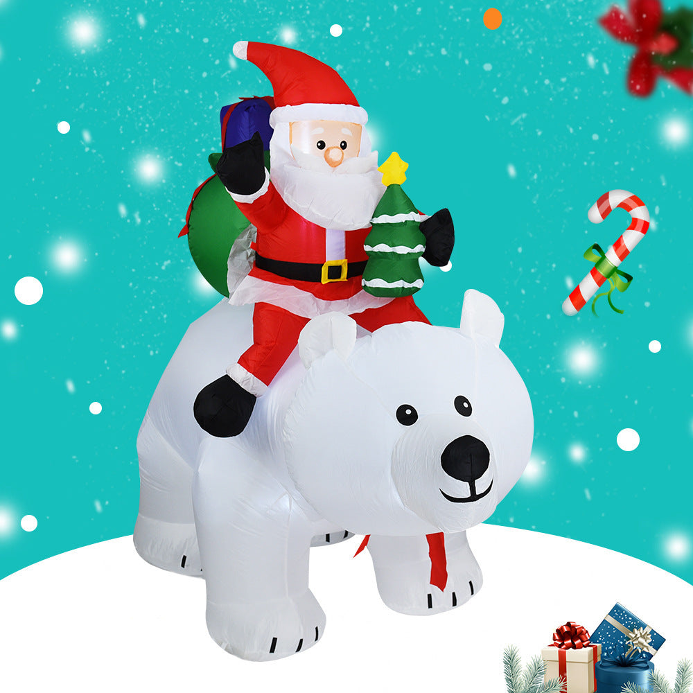 Aufblasbarer Weihnachtsmann, der Eisbär reitet, 2 m, aufblasbare Weihnachtsspielzeugpuppe, für drinnen und draußen, Garten, Weihnachtsdekoration