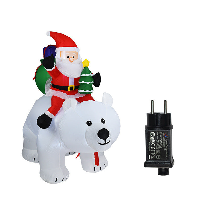 Aufblasbarer Weihnachtsmann, der Eisbär reitet, 2 m, aufblasbare Weihnachtsspielzeugpuppe, für drinnen und draußen, Garten, Weihnachtsdekoration