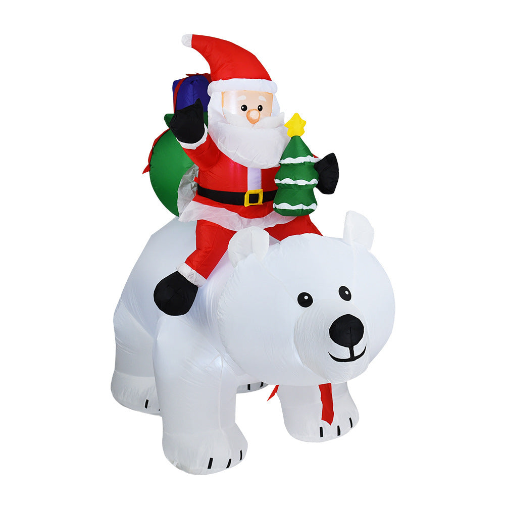 Aufblasbarer Weihnachtsmann, der Eisbär reitet, 2 m, aufblasbare Weihnachtsspielzeugpuppe, für drinnen und draußen, Garten, Weihnachtsdekoration