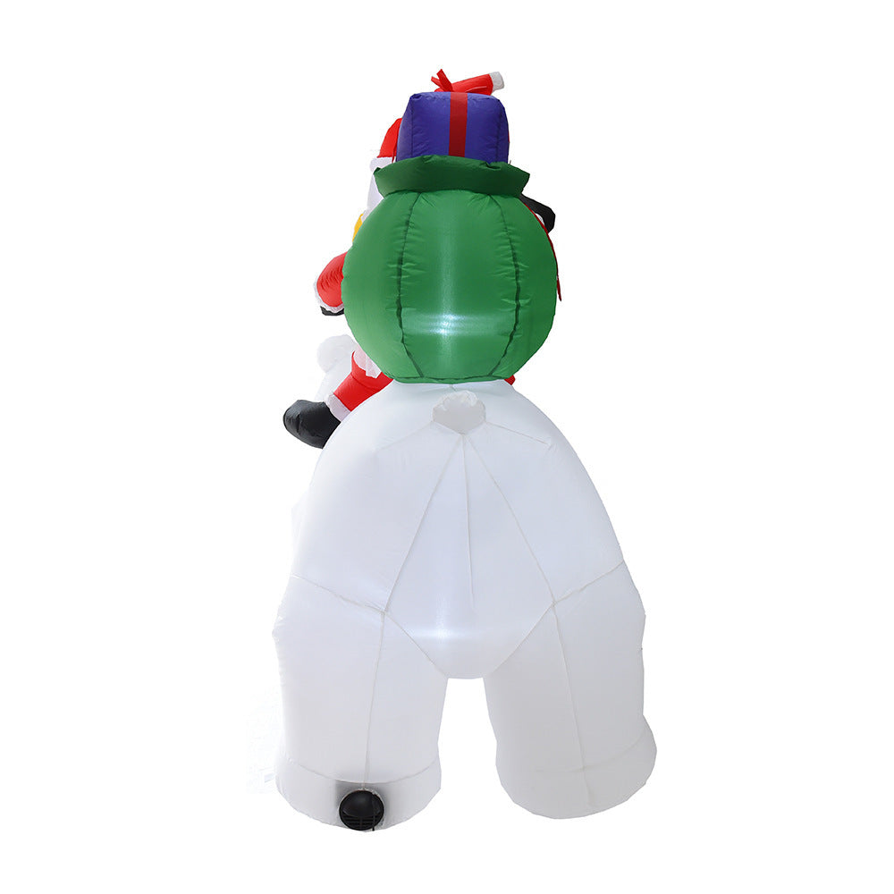 Aufblasbarer Weihnachtsmann, der Eisbär reitet, 2 m, aufblasbare Weihnachtsspielzeugpuppe, für drinnen und draußen, Garten, Weihnachtsdekoration