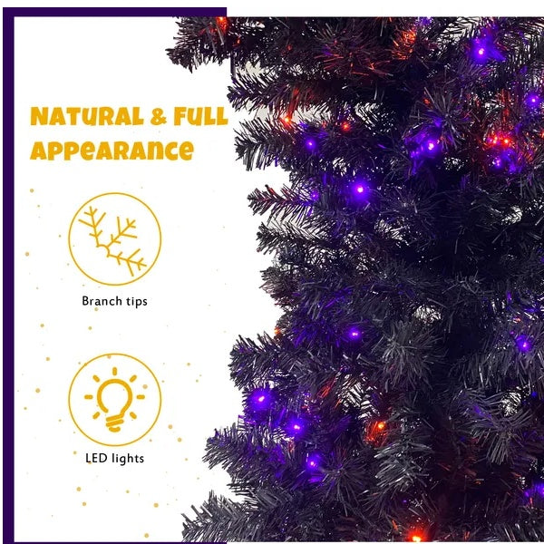 6 Fuẞ künstliches, gebogenes Tannendach
Halloween-Weihnachtsbaum, Weihnachtsbaum, biegsamer Stil, Weihnachtsdekoration, W1.080
Zweigspitzen, 300 LED-Lichter im Halloween-Stil