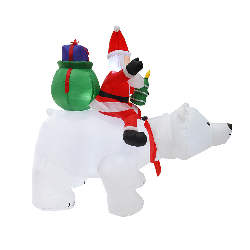 Aufblasbarer Weihnachtsmann, der Eisbär reitet, 2 m, aufblasbare Weihnachtsspielzeugpuppe, für drinnen und draußen, Garten, Weihnachtsdekoration