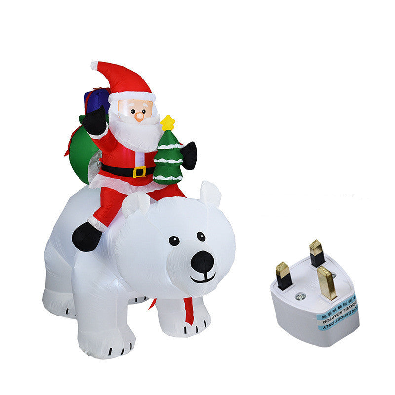 Aufblasbarer Weihnachtsmann, der Eisbär reitet, 2 m, aufblasbare Weihnachtsspielzeugpuppe, für drinnen und draußen, Garten, Weihnachtsdekoration