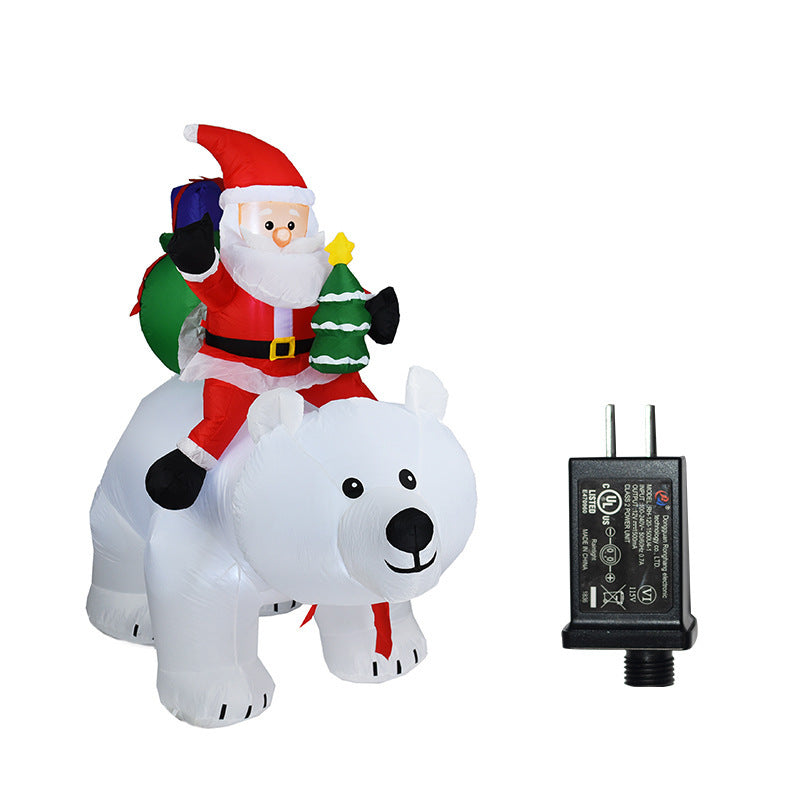 Aufblasbarer Weihnachtsmann, der Eisbär reitet, 2 m, aufblasbare Weihnachtsspielzeugpuppe, für drinnen und draußen, Garten, Weihnachtsdekoration