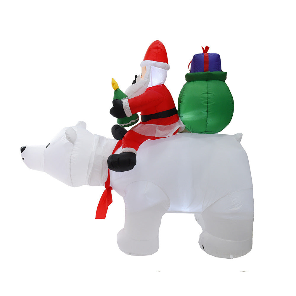Aufblasbarer Weihnachtsmann, der Eisbär reitet, 2 m, aufblasbare Weihnachtsspielzeugpuppe, für drinnen und draußen, Garten, Weihnachtsdekoration