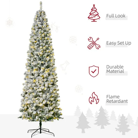 9 Fuß vorbeleuchteter, schneebeflockter Slim
Künstliche Weihnachten aus Douglasie
Baum mit realistischen Zweigen, 550
LED-Leuchten und 988 Tipps