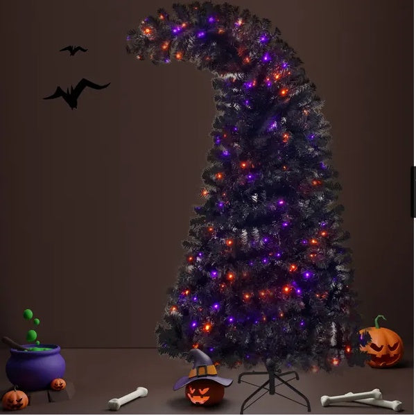 6 Fuẞ künstliches, gebogenes Tannendach
Halloween-Weihnachtsbaum, Weihnachtsbaum, biegsamer Stil, Weihnachtsdekoration, W1.080
Zweigspitzen, 300 LED-Lichter im Halloween-Stil