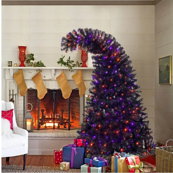 6 Fuẞ künstliches, gebogenes Tannendach
Halloween-Weihnachtsbaum, Weihnachtsbaum, biegsamer Stil, Weihnachtsdekoration, W1.080
Zweigspitzen, 300 LED-Lichter im Halloween-Stil