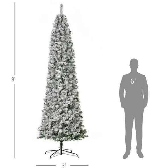 9 Fuß vorbeleuchteter, schneebeflockter Slim
Künstliche Weihnachten aus Douglasie
Baum mit realistischen Zweigen, 550
LED-Leuchten und 988 Tipps