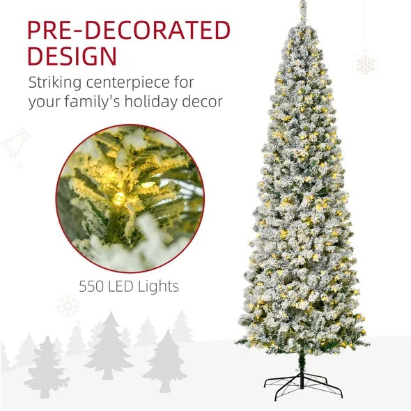 9 Fuß vorbeleuchteter, schneebeflockter Slim
Künstliche Weihnachten aus Douglasie
Baum mit realistischen Zweigen, 550
LED-Leuchten und 988 Tipps