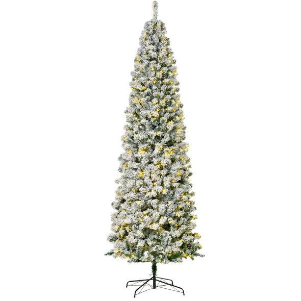 9 Fuß vorbeleuchteter, schneebeflockter Slim
Künstliche Weihnachten aus Douglasie
Baum mit realistischen Zweigen, 550
LED-Leuchten und 988 Tipps