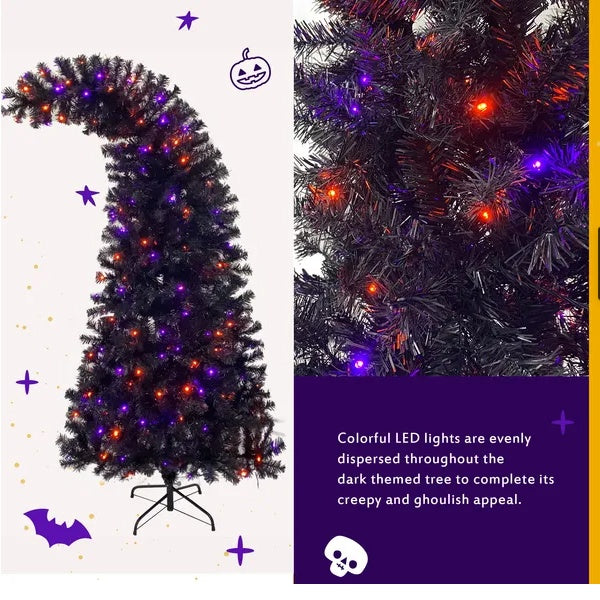 6 Fuẞ künstliches, gebogenes Tannendach
Halloween-Weihnachtsbaum, Weihnachtsbaum, biegsamer Stil, Weihnachtsdekoration, W1.080
Zweigspitzen, 300 LED-Lichter im Halloween-Stil